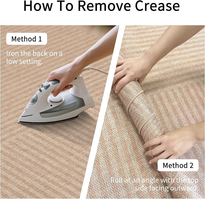 Easy Jute Rug for Pet Homes: 4x6 Outdoor Rug - Beige Stripes | Washable Design Cuts Your Cleaning Time by 75% and Maintain Shape and Texture after 50 Machine Wash Cycles
