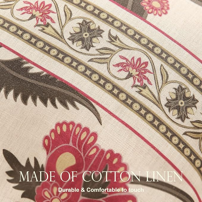 patdrea Designer Vintage Linen Throw Pillow Cover,Set of 4-Schumacher | Elegant Decorative Pillow Case,Bird Pattern with Tassel Pendant,Cushion Coverfor Couch Living Room Bedroom Sofa
