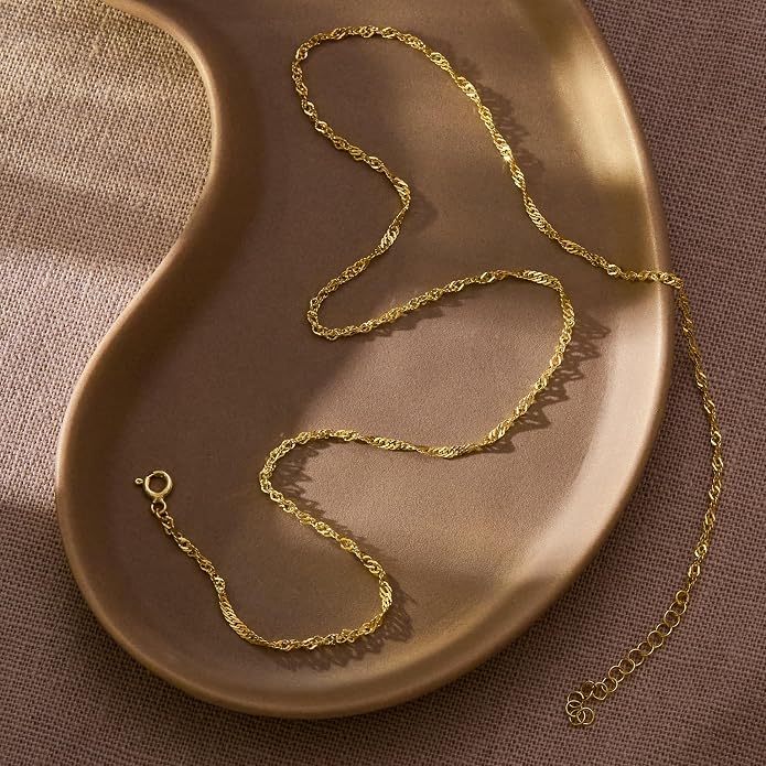 BAYLAY Gold Chain Necklace for Women - 18K Gold Plated Necklace Chain Dainty Gold Necklace for Women Gold Chain Gold Necklace Gold Jewelry Gifts Size 16/18/20/22/24/26 Inch