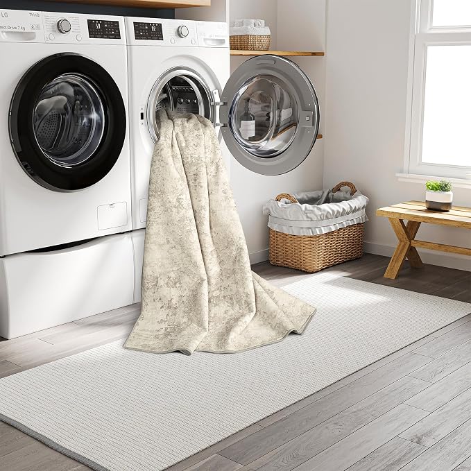 Art&Tuft Washable Rugs 7x9, Anti-Slip Backing Abstract 7x9 Rug, Stain Resistant Rugs for Living Room, Foldable Machine Washable Area Rug (7'x9', Beige)