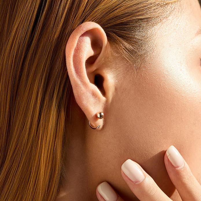CHIC & ARTSY 925 Sterling Silver Half Hoop Earrings for Women, Small Huggie Hoops Set with Ball Bar Star Moon Cross & Pearl, Lightweight Comfort Fit Everyday & Sleep Earrings
