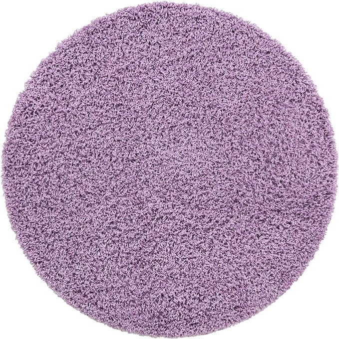Unique Loom Solid Shag Collection Area Rug (4' 1" Round, Lilac)