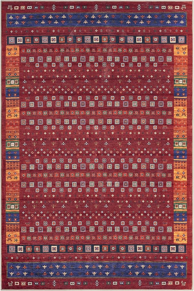 Keen Home Design 6x9 Rug - Machine Washable Area Rug with Non-Slip Backing, Ideal for Living Room, Dining Room, Bedroom - Vintage, Easy Clean, Durable, Low Pile Rug - (6' x 9')