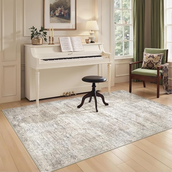 3x5 Rug for Entryway,Washable Area Rug,Taupe | Small Rug for Kitchen,Hallway,Bedroom,Living Room,Dining Room,Thin,Soft, Neutral Rug,Stain Resistant Indoor Carpet,Non Slip