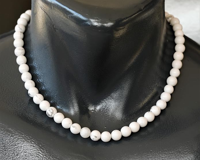 Natural Gemstone Beaded Choker Necklace | 8mm Handmade Adjustable Jewelry for Men & Women | Chakra Balancing Crystal Necklace | Spiritual Gift | Macrame Cord with Extender