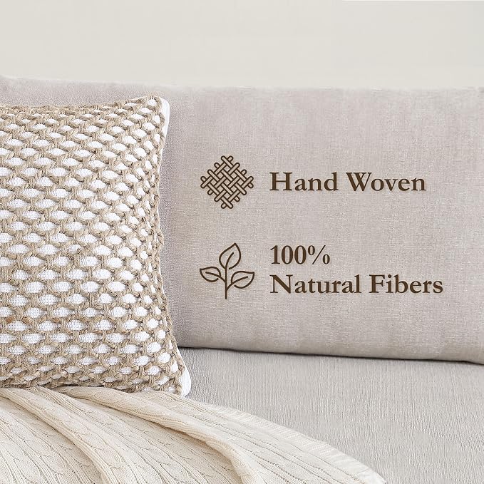 Boho Living 18x18 White Throw Pillow Covers with Pillow Insert Included, Pack of 1