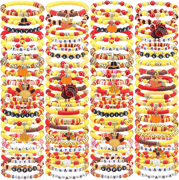 Equsion 100 Pcs Preppy Friendship Bracelets for Women Heishi Surfer Clay Stackable Bead Easter Boho Y2k Bracelets Gifts