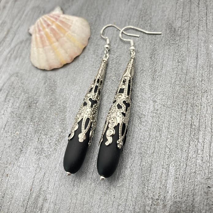 Handmade Sea Glass Earrings, Hawaiian Jewelry for Women, Long Teardrop Earrings Beach Jewelry, Sea Glass Jewelry For Women Birthday Gift For Her