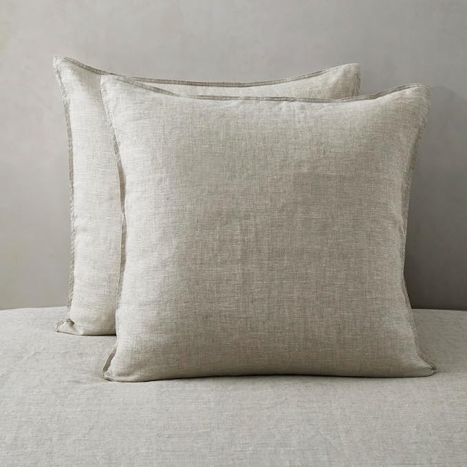 ATLINIA 100% Linen Pillowcases Set of 2, Euro Size 26" x 26" Pillow Case, Linen Pillow Sham