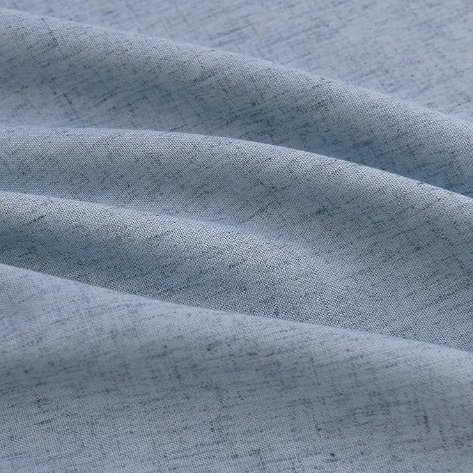 Aersas Stone Blue Extra Long Linen Pinch Pleat Curtains 108 Inches Long 2 Panels for Living Room Bedroom Light Filtering Back Tab Pleated Drapes 108 Inch Length Semi Sheer Ceiling Floor Curtain