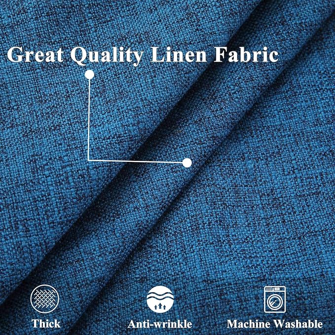 decorUhome Dark Blue Faux Linen Outdoor Throw Pillow Covers 26x26 Set of 2 | Fall Decorative Textured Neutral Modern Farmhouse Pillow Covers with Stitched Edge for Couch Sofa Bed Living Room
