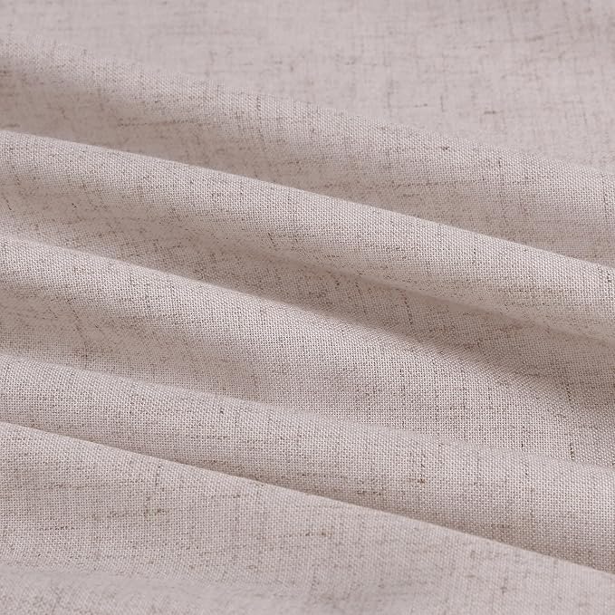 Aersas Natural White Pinch Pleated Linen Curtains 84 Inches Long for Living Room Bedroom Pleat with Rings Back Tab Semi Sheer Curtain 84 Inch Length 2 Panels Set Light Filtering Farmhouse Drapes