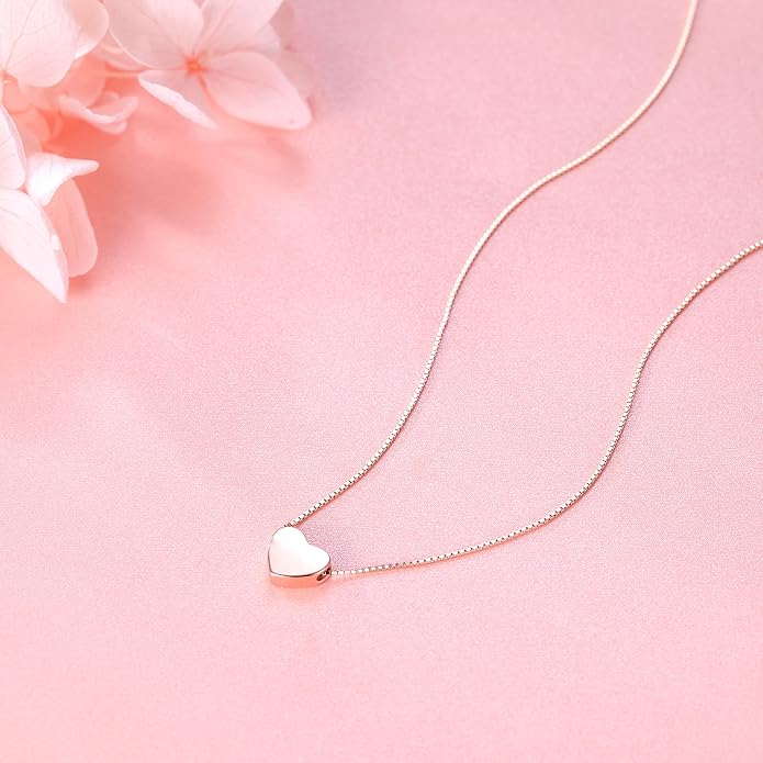 SLUYNZ Genuine 925 Sterling Silver Tiny Love Heart Pendant Necklace for Women Simple Sweet Heart Choker Necklace