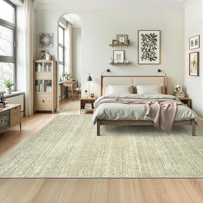 Valenrug Washable Rug 8x10 - Stain Resistant 8x10 Area Rugs for Living Room, Non Slip Backing Printed Rugs for Bedroom, Folable Machine Washable Area Rug (8'x10', Green)