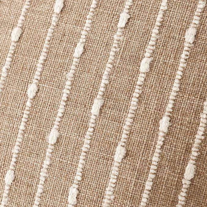 Foindtower Pack of 2 Decorative Jacquard Boucle Throw Pillow Covers Accent Textured Striped Pillowcases Soft Cozy Boho Modern Cushion for Couch Sofa Bedroom Living Room Home Decor 20x20 Inch Camel