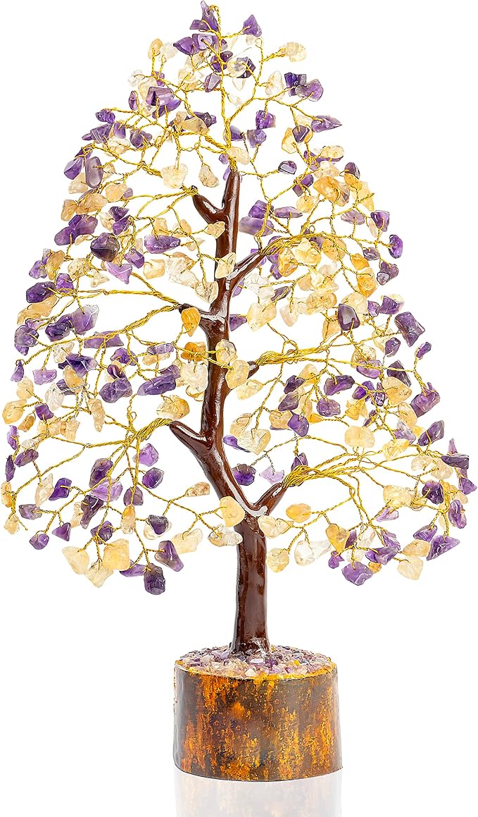 Crocon® Amethyst & Citrine Crystal Tree of Life, Gifts, Birthday Gifts for Women, House Warming Gift New Home Decor, Birthday Gift for Mom, Her Anniversary Presents, Unique Home Office Decor Idea