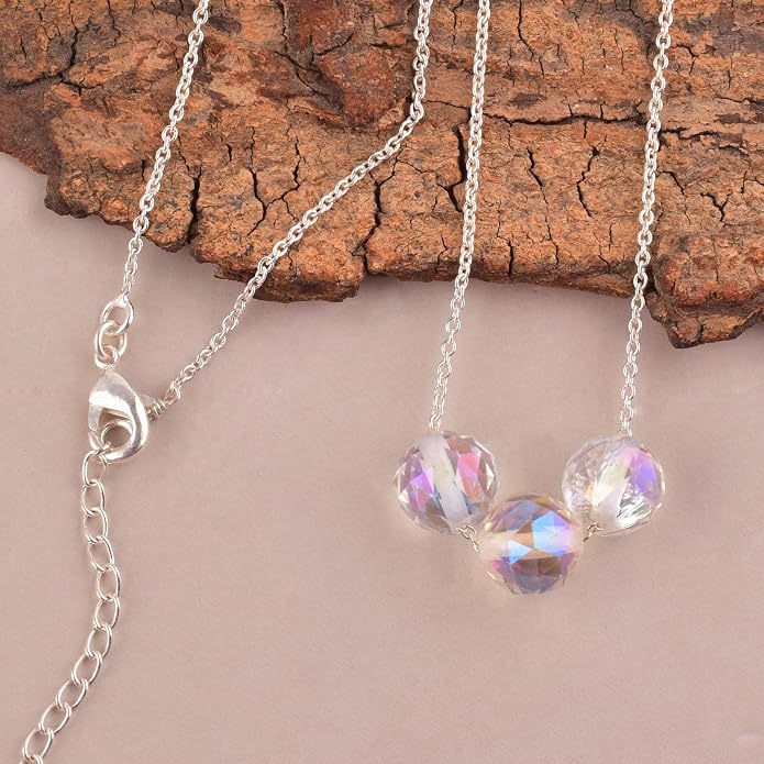 Dainty Angel Aura Quartz Crystals Pendant Necklace, Protection Gemstone Necklace, Energy Healing Spiritual Crystals, Birthday, Gift for Women, Gemstone Jewelry 18 inch AAA+ Quality (angel aura C)