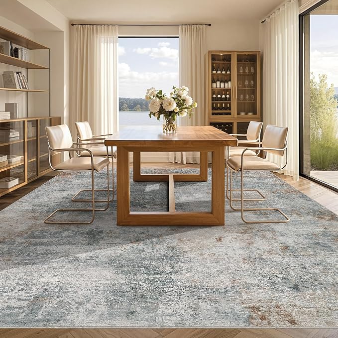 Tortania Area Rug Living Room Rugs - 8x10 Washable Large Soft Neutral Boho Moroccan Bohemian Farmhouse Rug Indoor Floor Carpet for Bedroom Under Dining Table Home Office Decor - Grey Brown