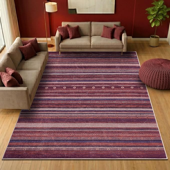 Keen Home Design 6x9 Rug - Machine Washable Area Rug with Non-Slip Backing, Ideal for Living Room, Dining Room, Bedroom - Vintage, Easy Clean, Durable, Low Pile Rug - (6' x 9')