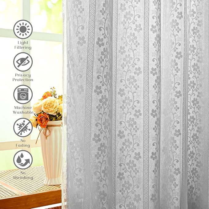 ASPMIZ Linen Kitchen Curtains 36 Inch Length, Double Layered Window Curtain 2 Panel Sets Rod Pocket Short Curtains for Kitchen, Farmhouse Window Treatment Tiers for Bathroom, Cafe, Grey