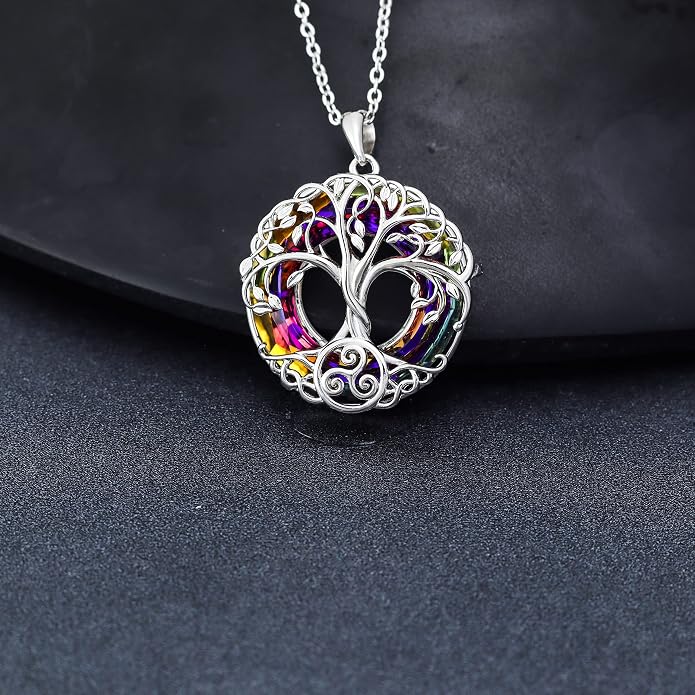 Tree of Life Thor Hammer Pendant Necklace for Women Sterling Silver S925 Jewelry for Women US1