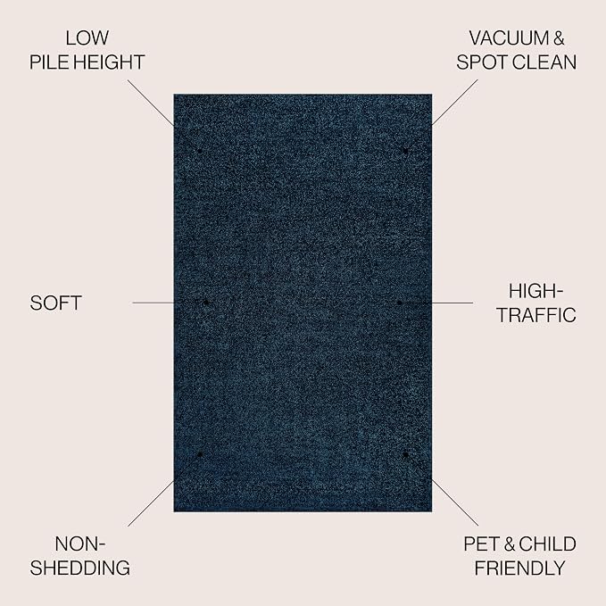 JONATHAN Y Haze Solid Low-Pile Navy Indoor Area Rug 10x14, Coastal,Bohemian,Minimalist,Classic, Easy-Cleaning for Living Room,Bedroom,Kitchen,Pet Friendly,Non-Shedding (SEU100C-14)