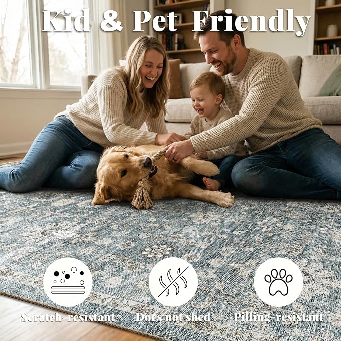 Machine Washable Hallway Runner Rug: 2'x6' Kitchen Rugs Soft Non-Slip Low Pile Vintage Boho Carpet Runners for Indoor Entryway Kitchen Bedside Bedroom Bathroom Farmhouse Decor