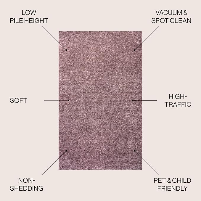 JONATHAN Y Haze Solid Low-Pile Light Purple 6x9 Oval Indoor Area Rug, Coastal,Bohemian,Minimalist,Classic, Easy-Cleaning for Living Room,Bedroom,Kitchen,Pet Friendly,Non-Shedding (SEU100R-6OV)