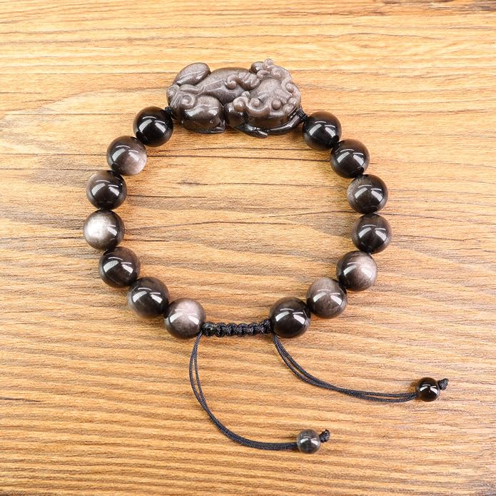 COAI Chinese Feng Shui Pixiu Piyao Stone Tiger Eye/Obsidian/Aventurine Bracelet
