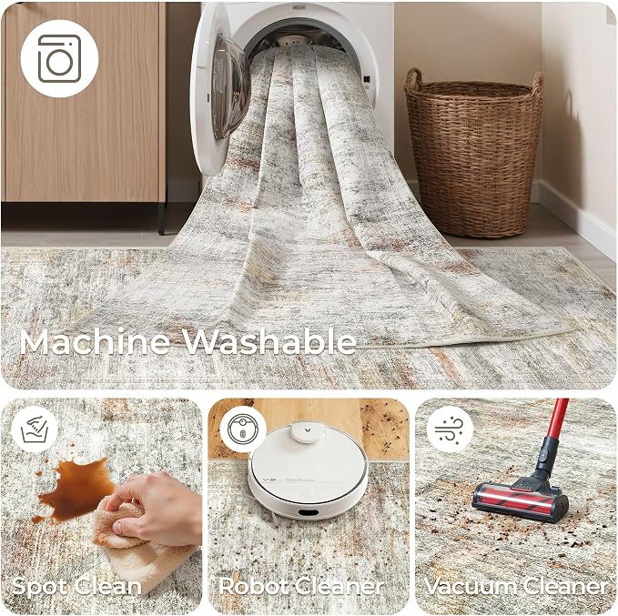 2x5 Rug Runners for Hallways Non Slip,Kitchen Rugs,Green | Washable Rugs for Kitchen,Entryway,Bedroom,Bathroom,Nursery Room,Thin,Soft Runner Rug,Stain Resistant Indoor Carpet