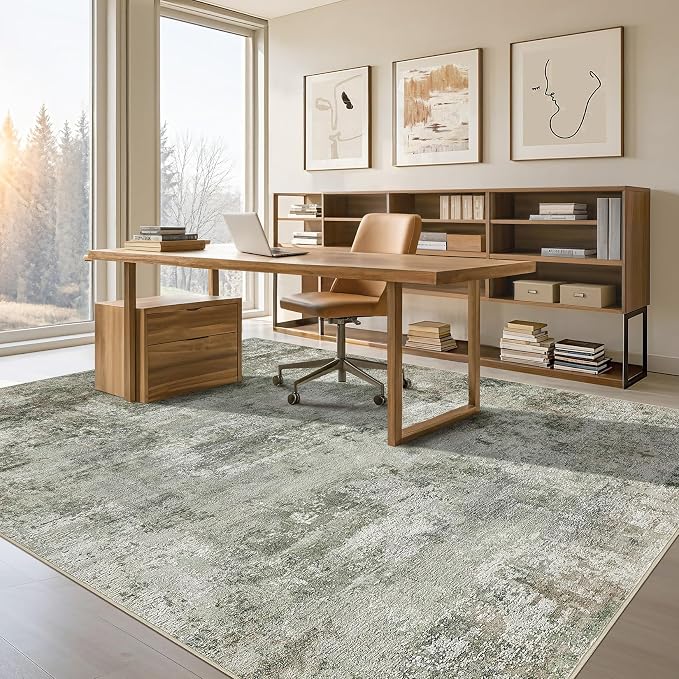 Tortania Area Rug Living Room Rugs - 6x9 Washable Large Soft Neutral Boho Moroccan Bohemian Farmhouse Rug Indoor Floor Carpet for Bedroom Under Dining Table Home Office Decor - Olive Brown