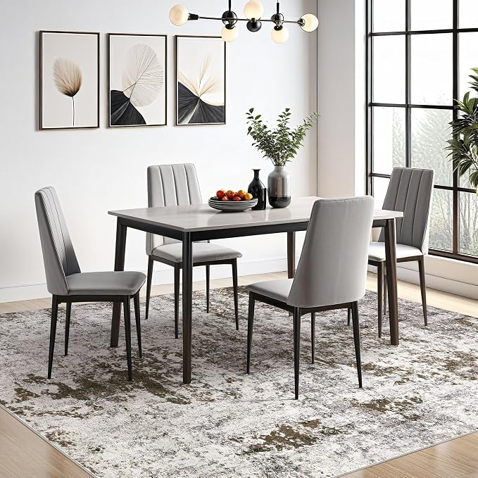 DMOYEST 10x12 Area Rug for Living Room, Washable & Non Slip Large Indoor Carpet, Kid & Pet Friendly Soft Thin Low Pile Abstract Rug for Bedroom and Office - Dark Brown