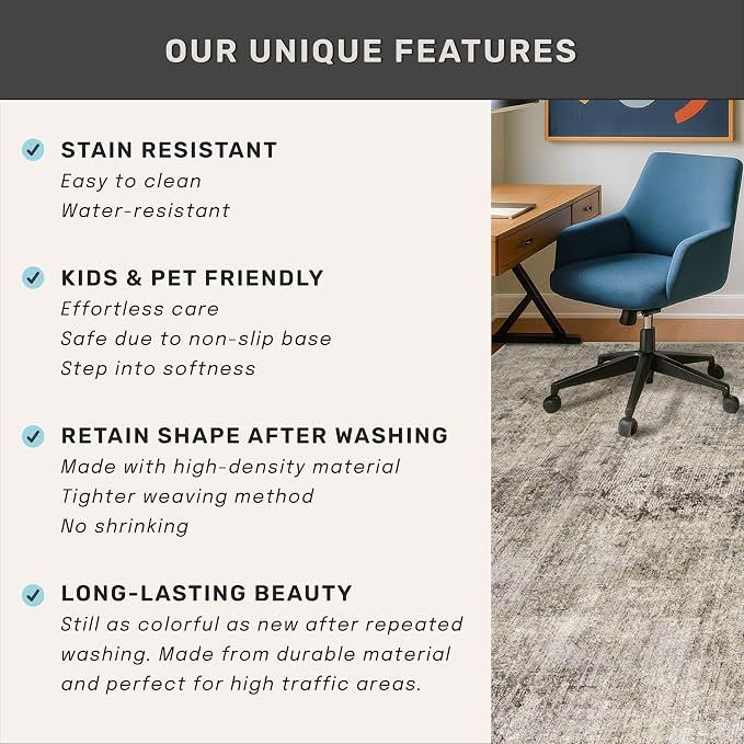 2'6"x8' Runner Rug for Hallway, Washable Taupe Brown 8ft Long Kitchen Rug, Non Slip Entryway Carpet with Rubber Backing, Dark Academy Décor, Stain Resistant Medallion Abstract Design
