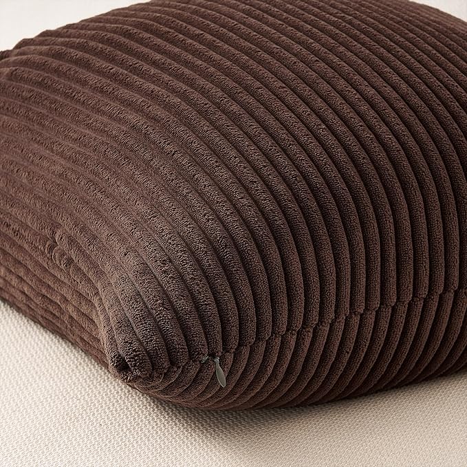 Topfinel 24 by 24 Gold Brown Gradient Farmhouse Pillow Case Pillow Covers Set of 4 Rustic Modern Soft Corduroy Striped Decorative Cushion Cover for Sofa Couch Living Room Bedroom