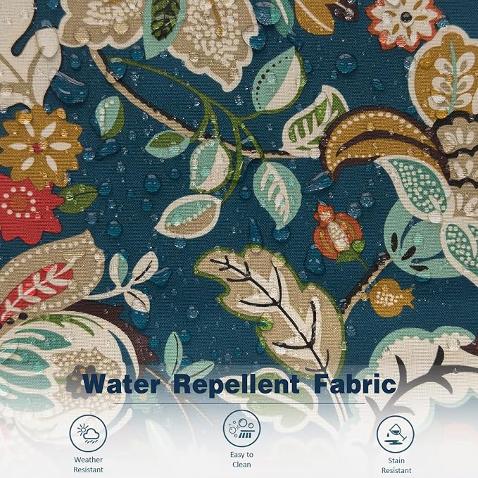 Outdoor Throw Pillow Covers Pack of 2, Decorative Water Repellent Square Pillow Cases with Piping 18x18 Inch, Peacock Blue