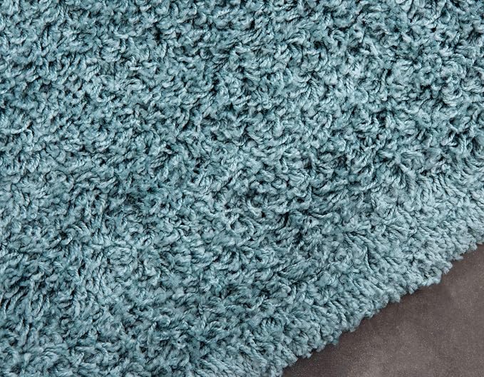 Unique Loom Solid Shag Collection Area Rug (8' Round, Light Slate Blue)
