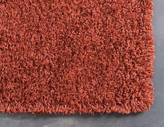 Unique Loom Solid Shag Collection Area Rug (3' 1" x 5' 3" Rectangle, Terracotta)