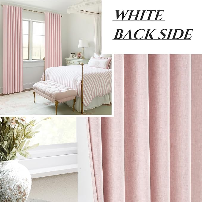 Baby Pink 54 Inch Curtains for Girls Bedroom Room 2 Panel Sets, Cute Total Blackout Nursery Curtain for Winter Insulated 4-1/2 ft Short Drapes for 50 Inch Small Window Cassroom Light Pink(50" Wx54" L)
