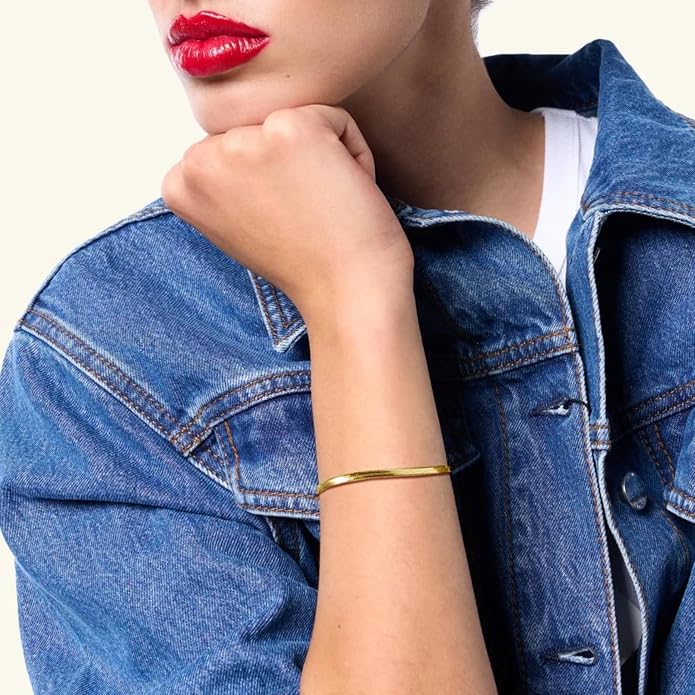 Hey Harper Gold Bracelet For Women Trendy - 14K Gold Dainty Bracelet - Waterproof Sweatproof Non Tarnish Jewelry Gift for Women and For Everyday