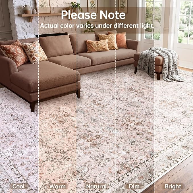 Sasttie Round Rug 4ft, Ultra-Soft Washable Circle Rug, Low Pile Foldable Thin Carpets with Non-Slip Backing, Skin-Friendly Stain Resistant Carpet for Living Room, Bedroom, Kitchen, Dorm, 4ft, Pink