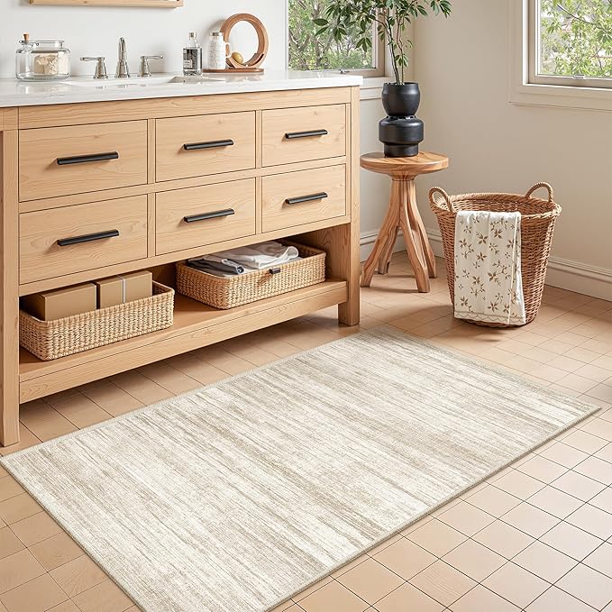 2x4 Rug Runners for Hallways Non Slip,Brown | Washable Rugs for Kitchen,Entryway,Bedroom,Bathroom,Nursery Room,Thin,Soft Runner Rug,Stain Resistant Indoor Carpet