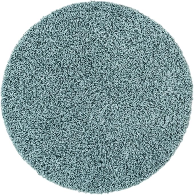 Unique Loom Solid Shag Collection Area Rug (3' 3" Round, Light Slate Blue)