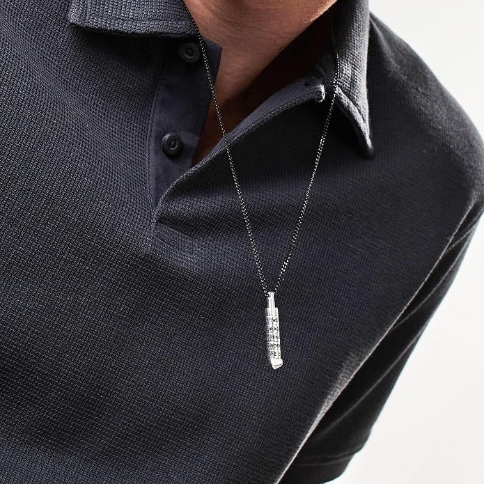 Custom Sterling Silver Men Name Necklace - Up to 6 Inscriptions - Stainless Steel, Gold or Gold Vermeil Plated - Meaningful Father's Day Gift for Him, Husband