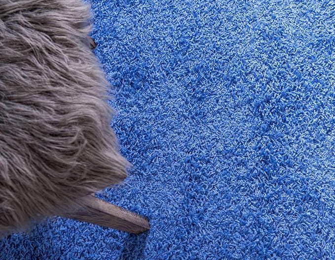 Unique Loom Solid Shag Collection Area Rug (5' 1" x 8' Rectangle, Periwinkle Blue)