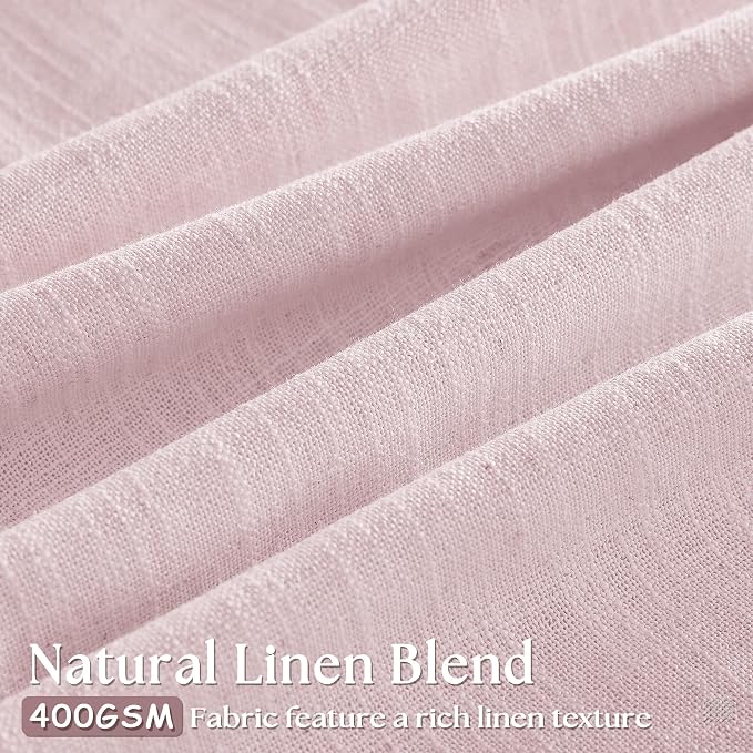 Light Pink Linen Pinch Pleat Curtains 96 Inch Length 2 Panels Set 40x96 | for Nursery Girls Bedroom Living Room, Pinch Pleat Memory Shape Trained, Light Filtering Privacy Semi Sheer, Baby Pink Blush