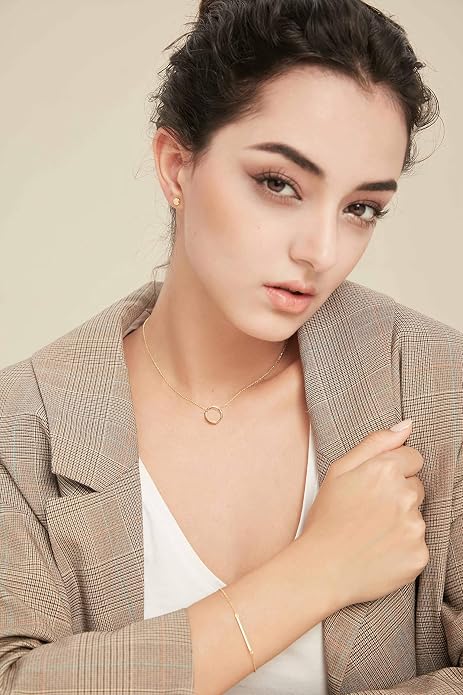 S.Leaf 18K Gold Plated Cubic Zirconia Choker Necklace for Women 925 Sterling Silver Layered Coin Moon Star Heart Circle Crystal Lariat Pendant Necklaces Gifts for Women Trendy