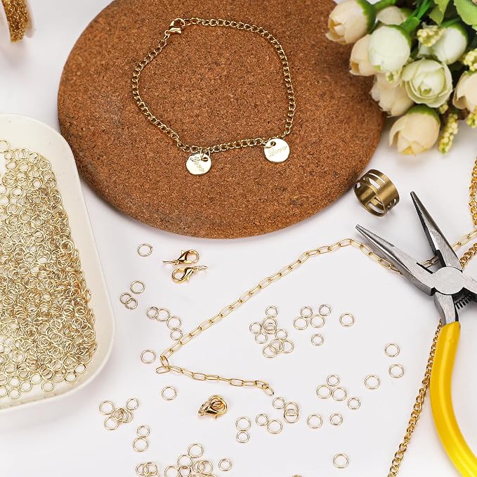 6MM 500PCS 14K Gold Jump Rings for Jewelry Making Non Tarnish Small Open Gold Filled Jump Rings for Necklace Earrings Bracelet Key Chains and DIY Craft