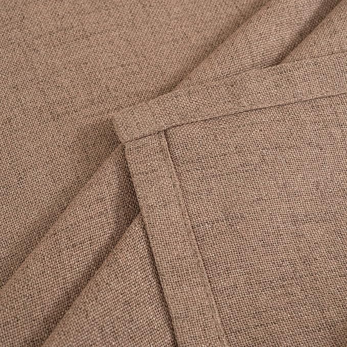 YoungsTex Linen Curtains 90 Inch Length, Light Filtering Drapes with Grommet Semi Sheer Rustic for Bedroom Living Room Farmhouse Windows, Mocha Brown, 2 Panels, 52 X 90 Inch