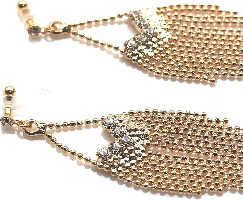 Dangle Silver Invisible Clip On Earrings for Women Not Pierced Gold Crystal Rhinestone Comfortable Hoop Fringe Long Chain Clip On Earrings