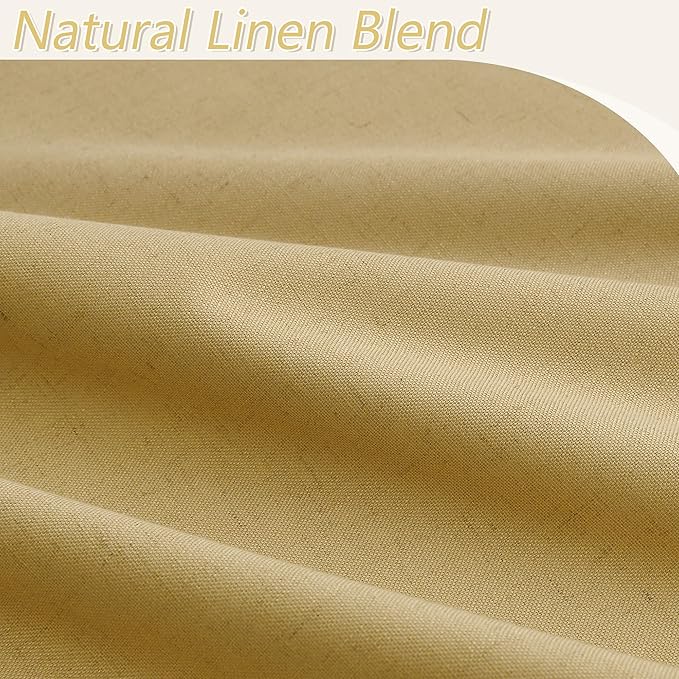 Guken 100% Blackout Curtains 84 Inch Length 2 Panels Set for Living Room Bedroom Back Tab Thermal Insulated Black Out Linen Drapes Room Darkening Window Curtains 84 Inches Long,Gold Yellow